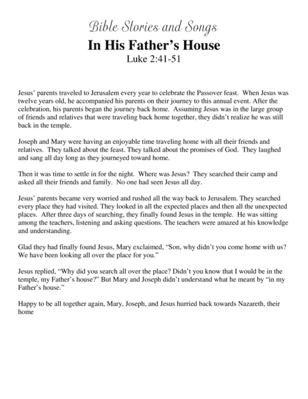 In His Father's House (Bible Stories and Songs)