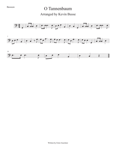 O Tannenbaum (Easy key of C) Bassoon (arr. Kevin Busse)