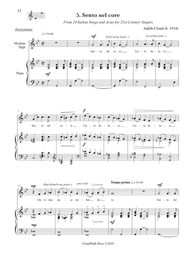24 Italian Songs and Arias for 21st-Century Singers, no. 5 Sento nel core