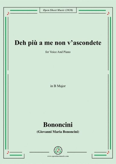 Bononcini,G.M.-Deh più a me non v'ascondete,in B Major,for Voice and Piano (arr. MSM)