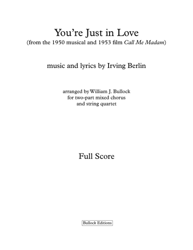 (i Wonder Why?) You're Just In Love (arr. William J. Bullock)