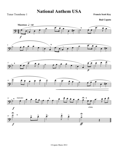 Low Brass Nathional Anthem USA- Trio National Emblem-Parts (arr. Bud Caputo)