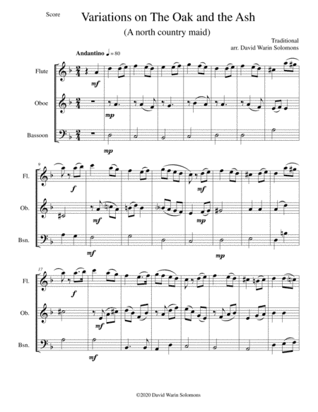 Variations on The Oak and the Ash (A north country Maid) for wind trio (flute, oboe, bassoon) (arr. David Warin Solomons)