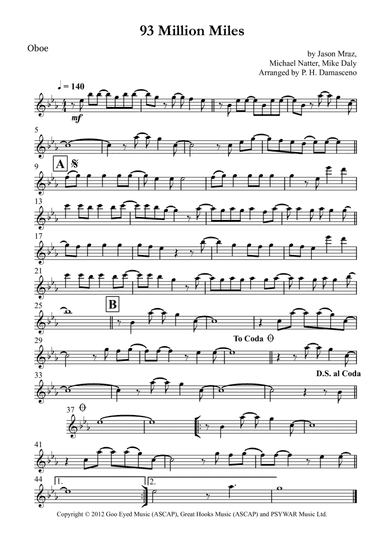 93 Million Miles (arr. P.H. Damasceno)