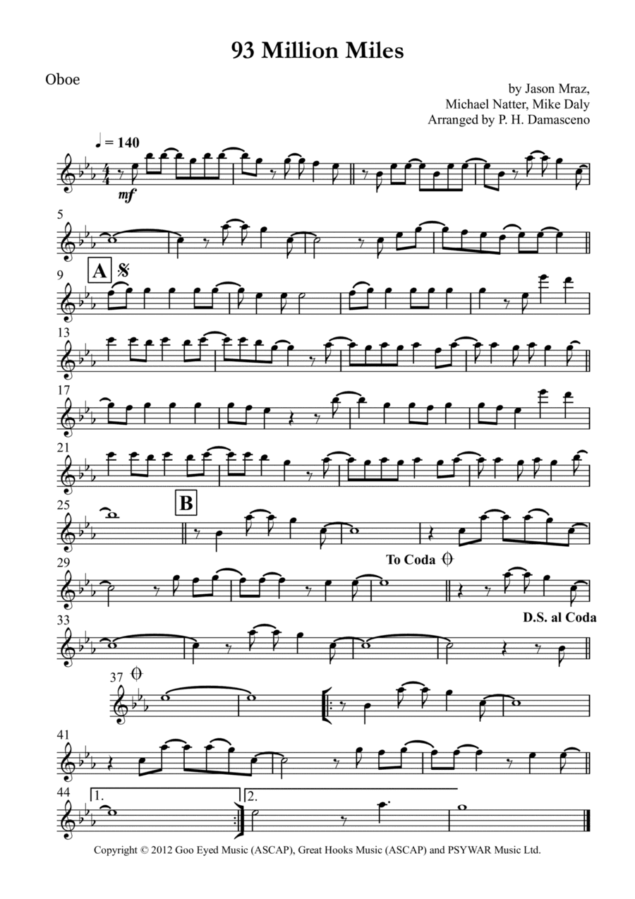93 Million Miles (arr. P.H. Damasceno)