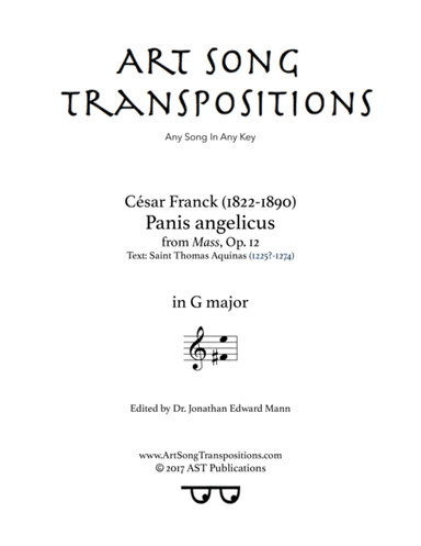 FRANCK: Panis angelicus (transposed to G major) (arr. ArtSongTranspositions.com)