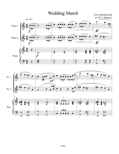 Wedding March (Flute Duet) with optional piano accompaniment (arr. B. C. Dockery)