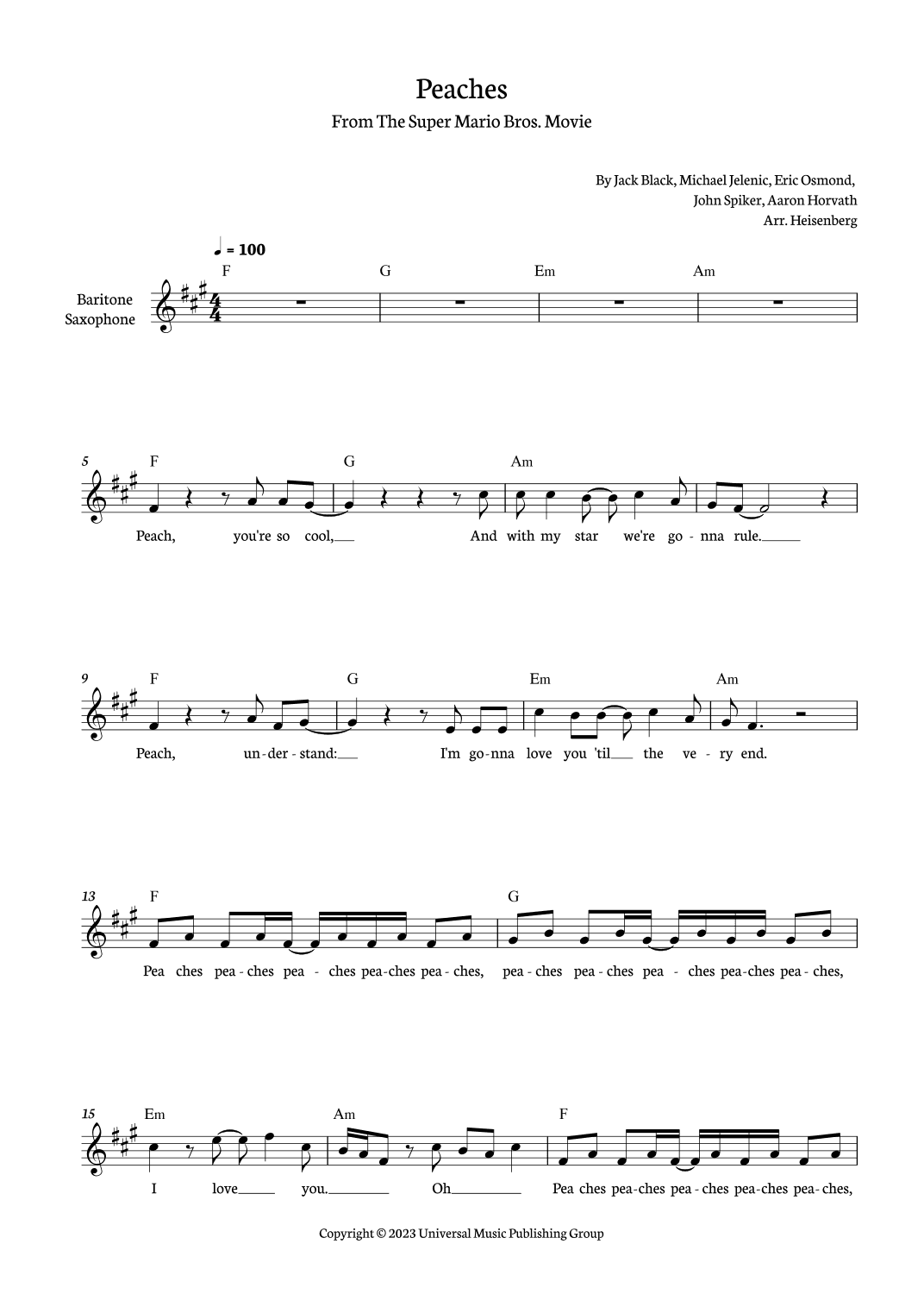 Peaches (arr. Heisenberg)