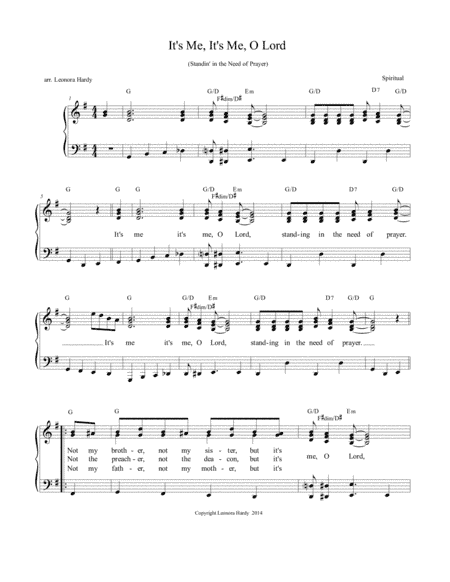 It's Me, It's Me O Lord (Standin' In the Need Of Prayer) (arr. Leonora Hardy)