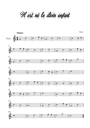 Il est né le divin enfant (for Flute) (arr. Cadenza Editions)