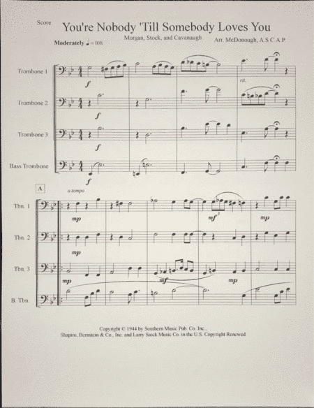 You're Nobody 'til Somebody Loves You (arr. Dr. Michael C. McDonough A.S.C.A.P.)