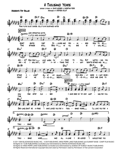A Thousand Years (arr. Stephen Bulat)