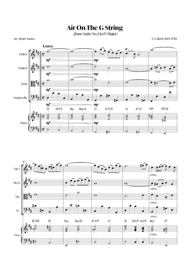 Air On The G String (from Suite No.3 in D Major) (Bach) - String quartet with Piano (arr. André Alberto Santos)