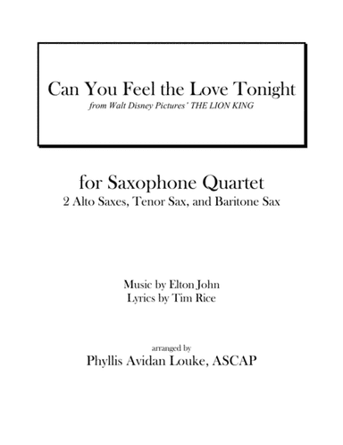 Can You Feel The Love Tonight (arr. Phyllis Avidan Louke, ASCAP)