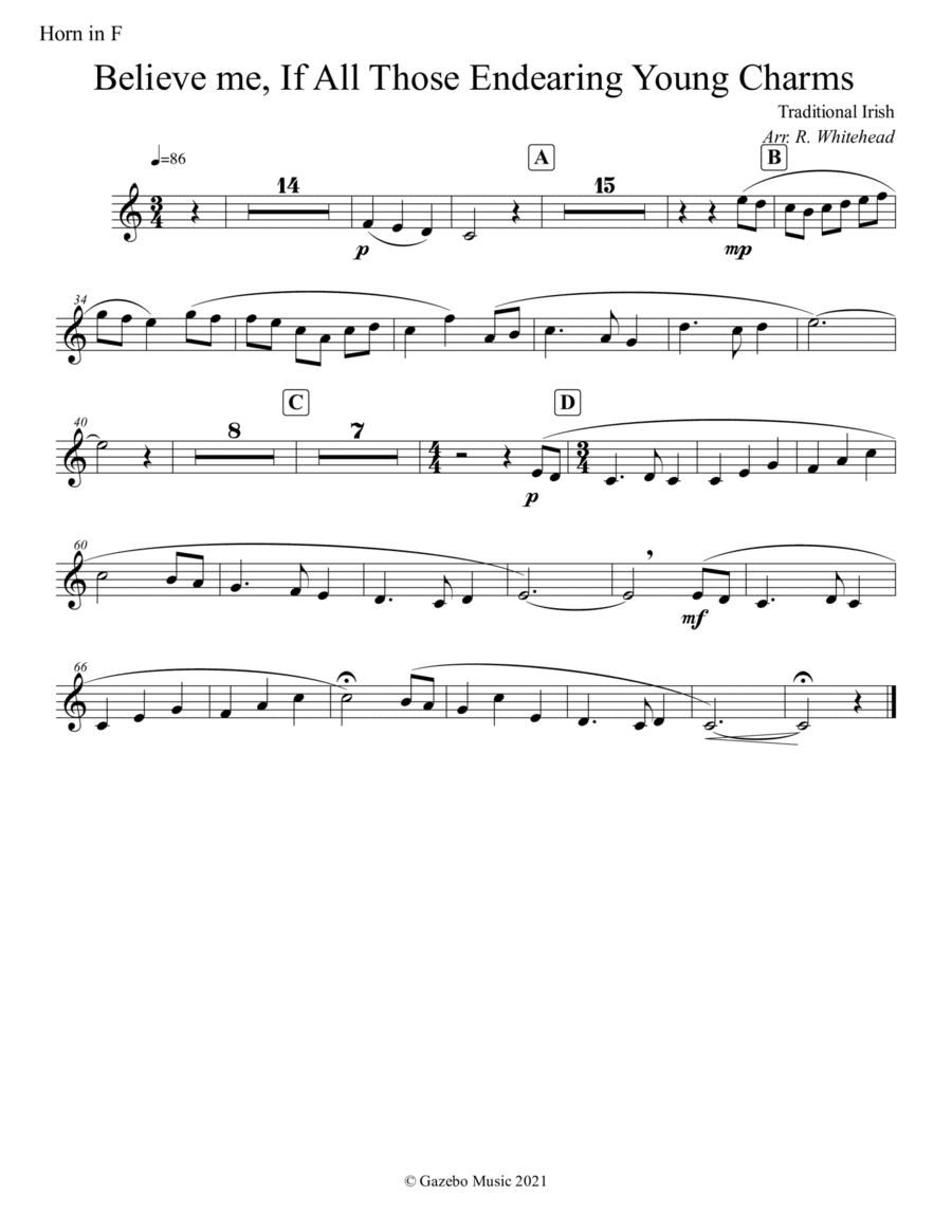 Believe Me, If All Those Endearing Young Charms (arr. R. Whitehead)