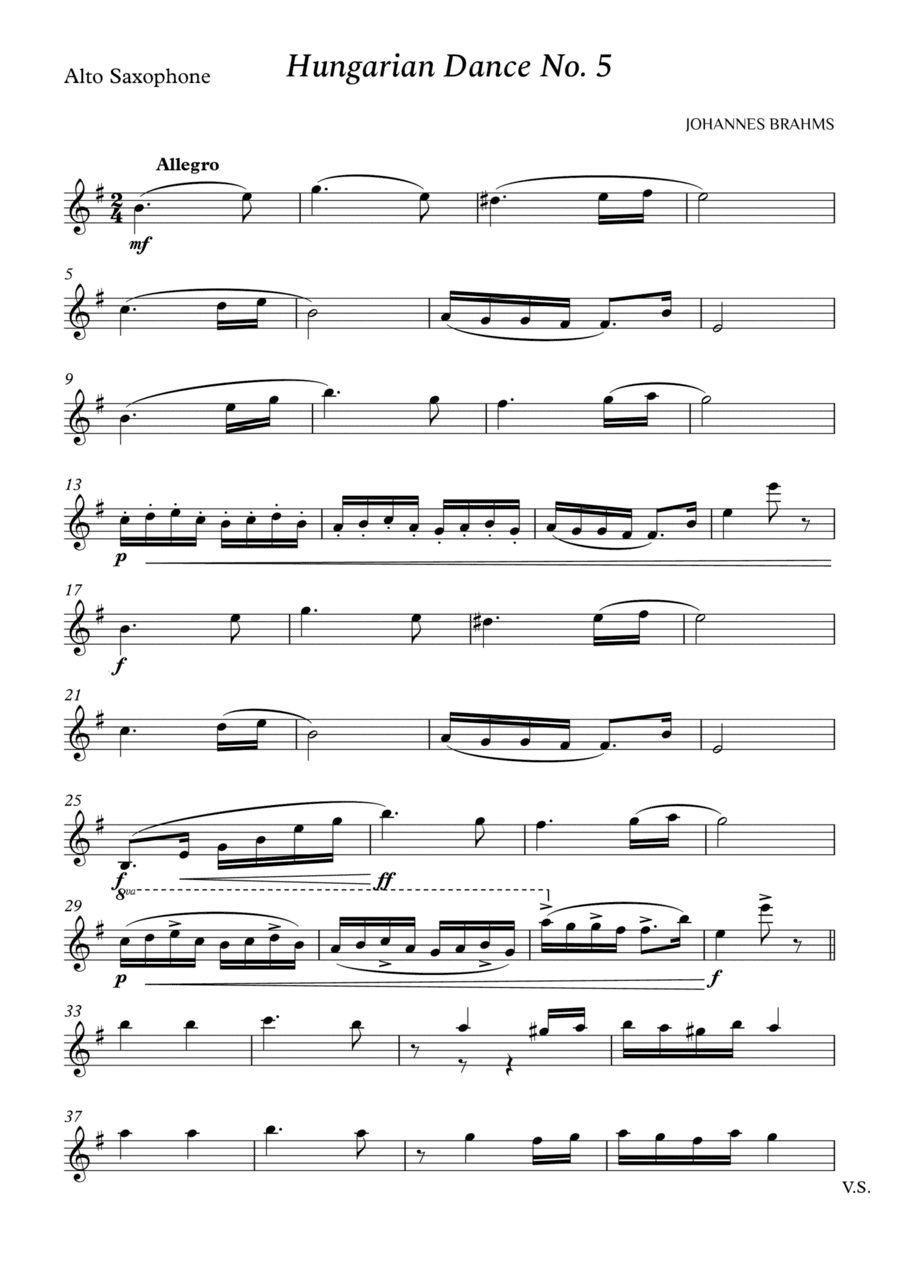 Hungarian Dance No. 5 for Alto Sax (arr. Cássio Silva Chaves)