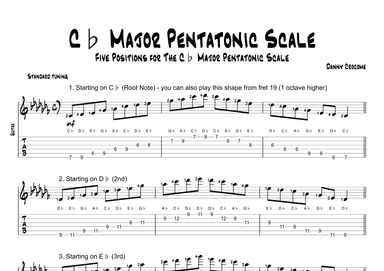Cb Major Pentatonic Scale (Five Positions)