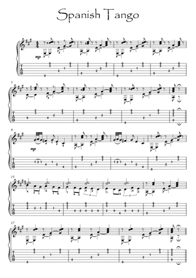 Classical guitar solo - Tango (arr. PianoSheetNow)