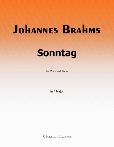 Sonntag, by Brahms, in F Major (arr. Editions Dao)