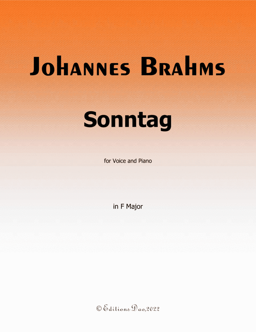 Sonntag, by Brahms, in F Major (arr. Editions Dao)