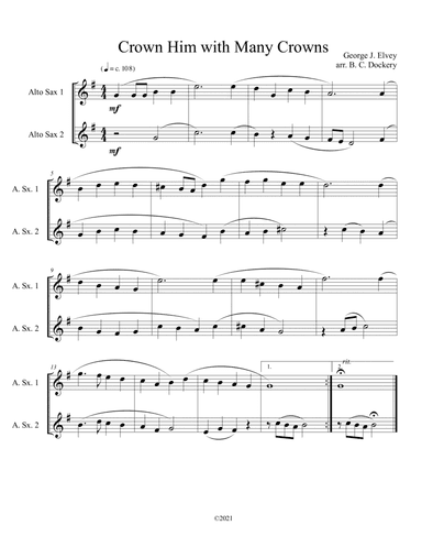 Crown Him with Many Crowns (alto sax duet) (arr. B. C. Dockery)