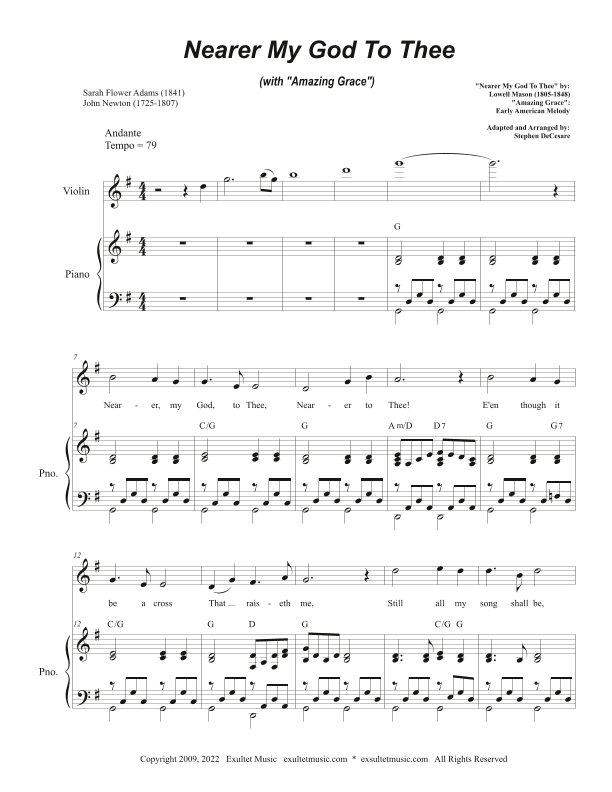 Nearer My God To Thee (with "Amazing Grace") (Unison choir) (arr. Stephen DeCesare)