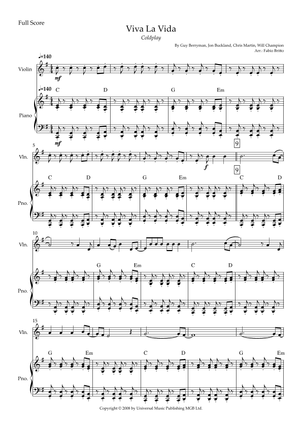 Viva La Vida (arr. Fabio Britto)