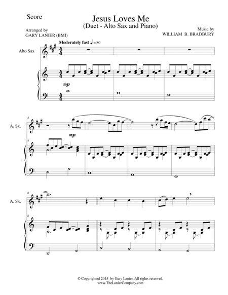 JESUS LOVES ME (Duet – Alto Sax and Piano/Score and Parts) (arr. Gary Lanier)