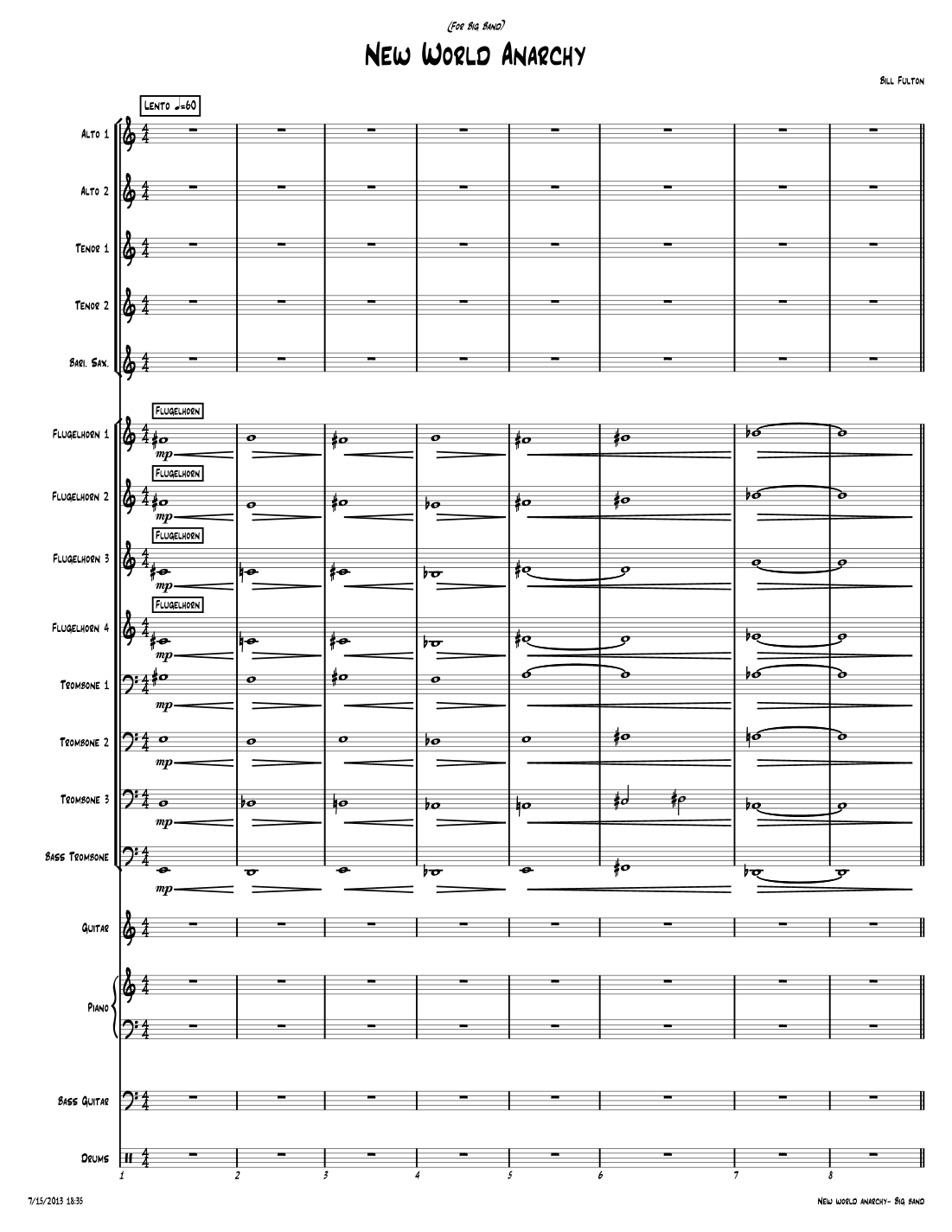 New World Anarchy big band arrangement by Bill Fulton