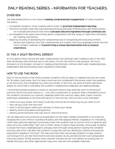 Daily Reading Level 4 - music reading comprehension for piano students