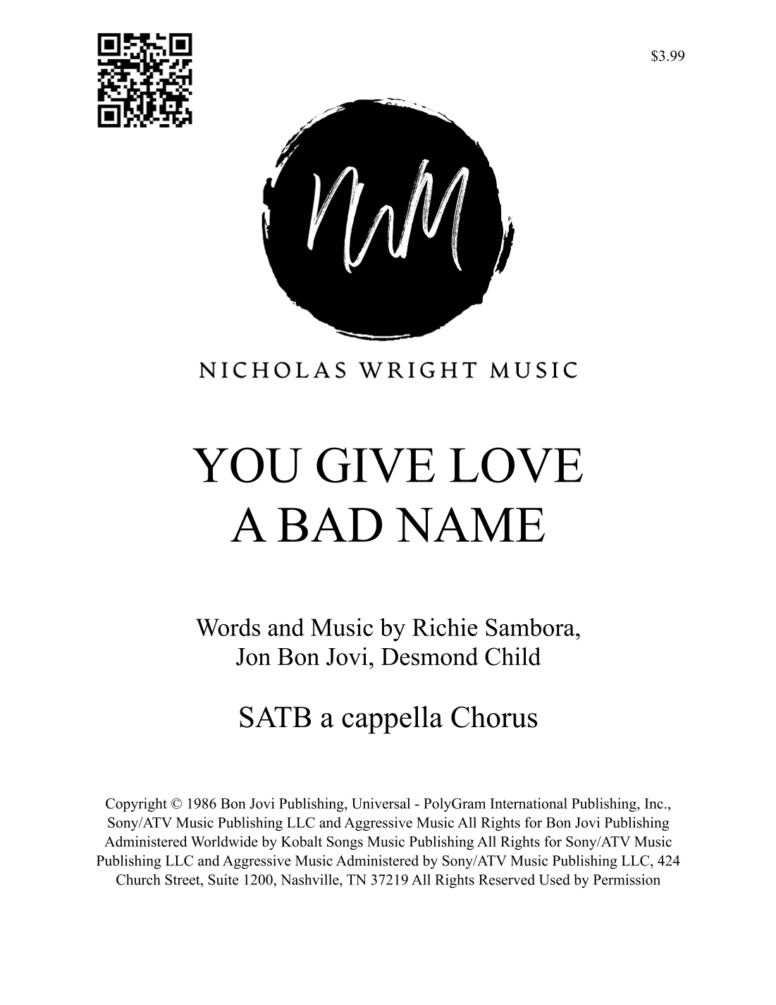 You Give Love A Bad Name (arr. Nicholas Wright)