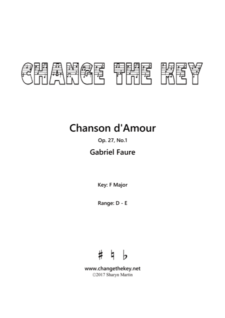 Chanson d'Amour - F Major (arr. Change the Key)