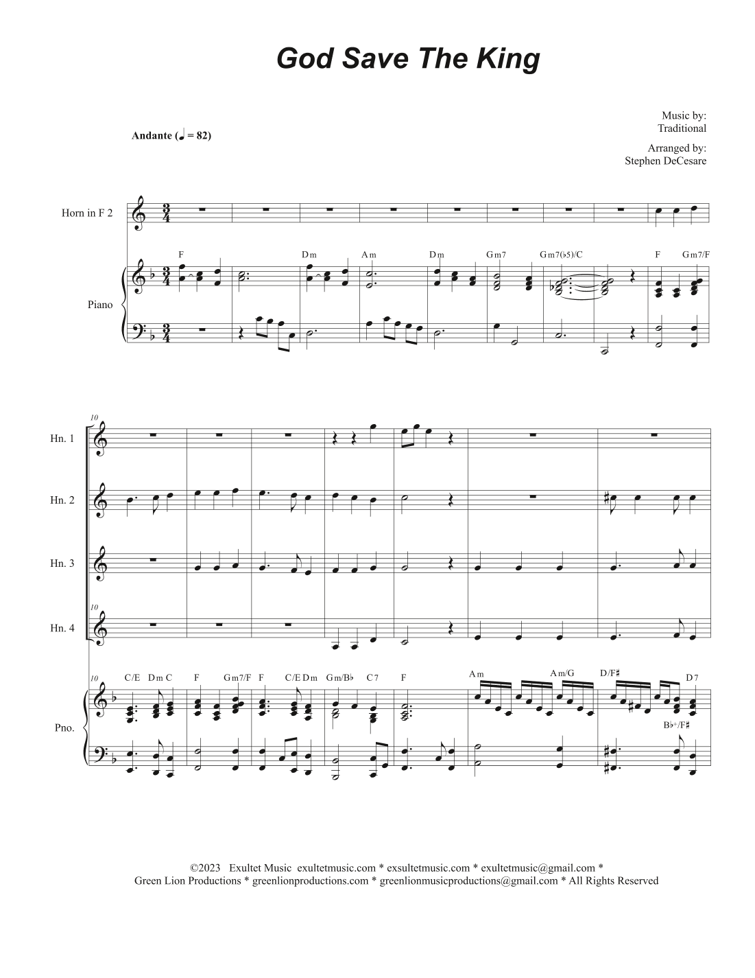 God Save The King (French Horn Quartet) (arr. Stephen DeCesare)