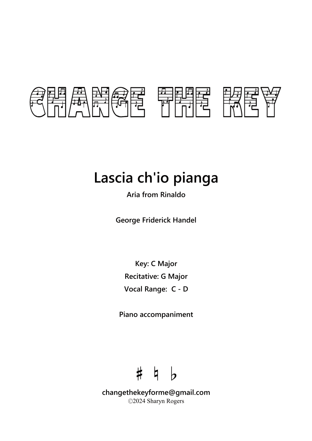 Lascia ch'io pianga - C Major (arr. Change the Key)