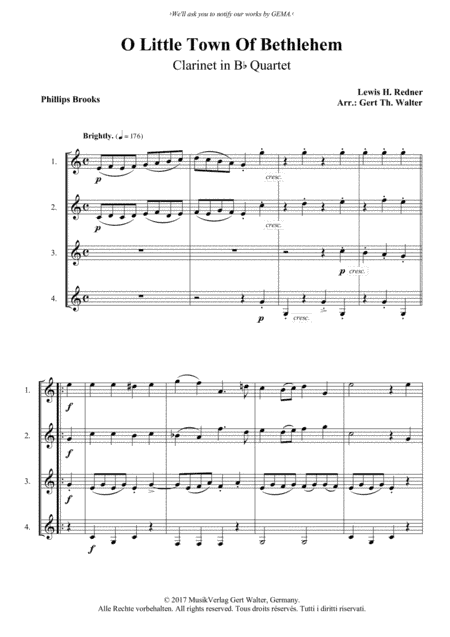 O Little Town Of Bethlehem (arr. Gert Th. Walter)