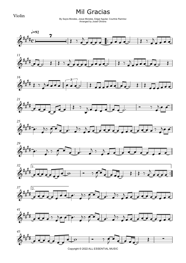 Mil Gracias (arr. Josiel Oliveira)