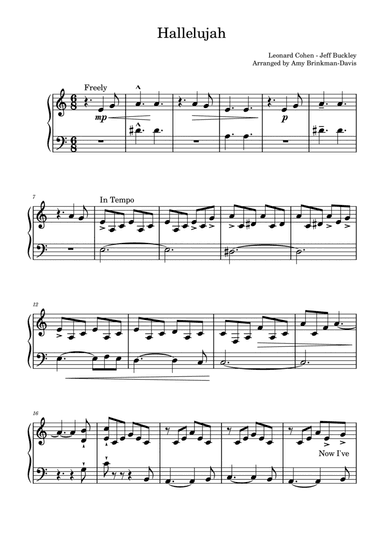 Leonard Cohen (arr. Amy Brinkman-Davis)