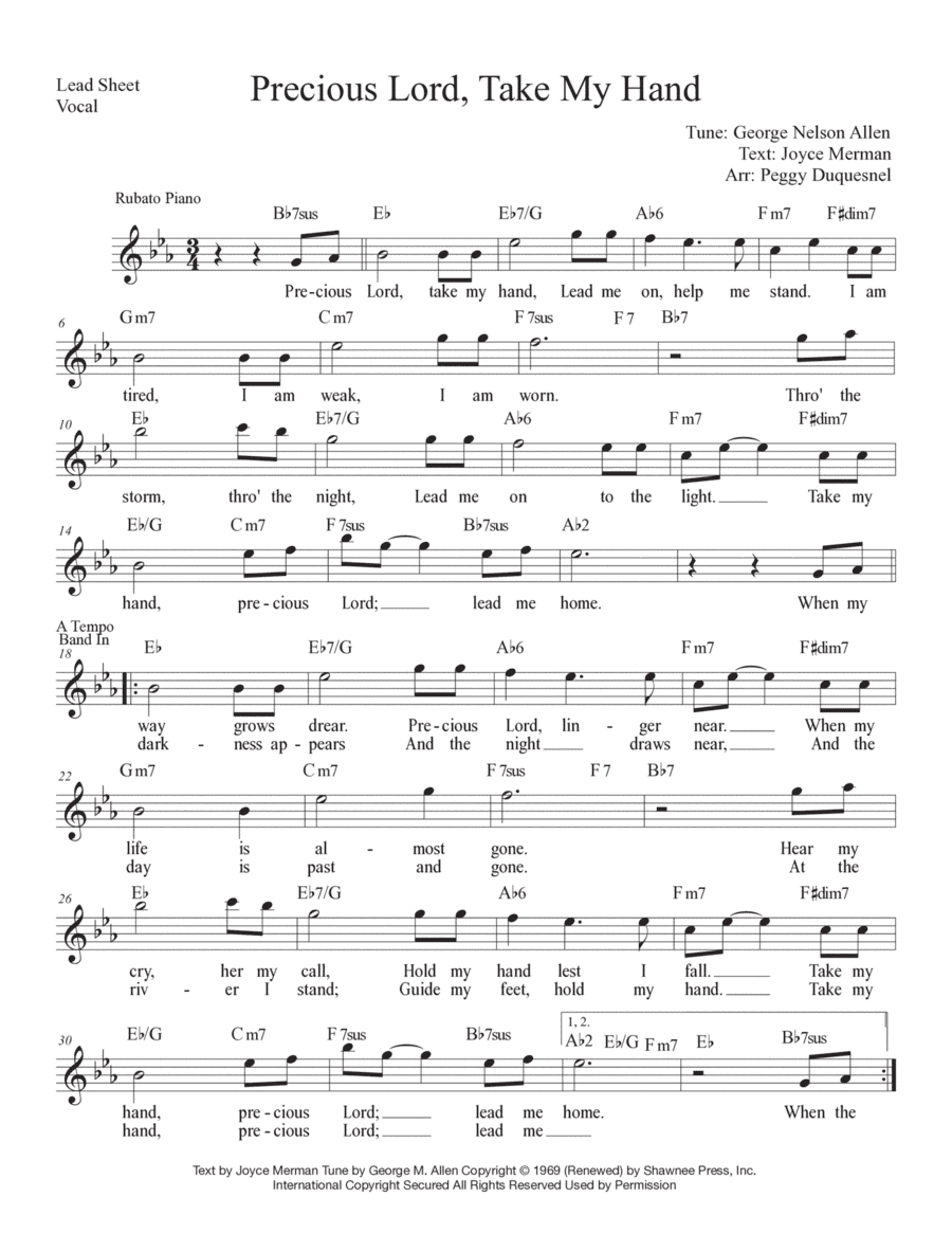 Precious Lord Take My Hand (arr. Peggy Duquesnel)