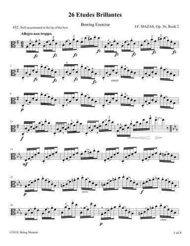 Mazas, Etudes for Viola Op 36, Book 2, No.52 (arr. String Masters)