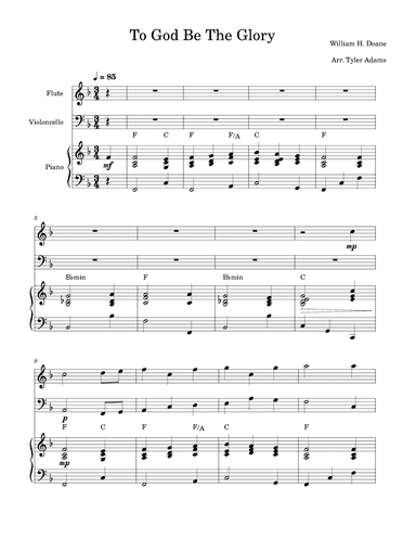 To God Be The Glory (Flute and Cello Duet with Piano) (arr. Tyler Adams)