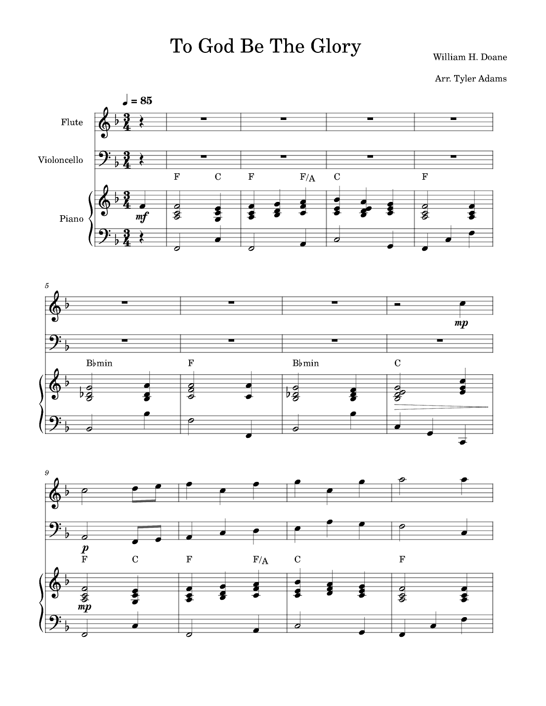 To God Be The Glory (Flute and Cello Duet with Piano) (arr. Tyler Adams)