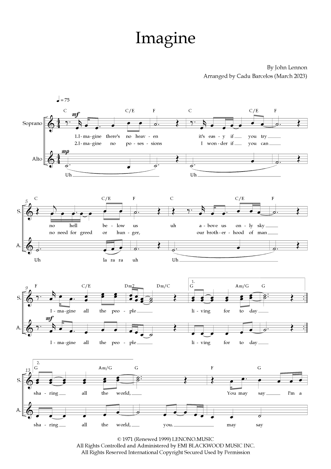 Imagine (arr. Cadu Barcelos)