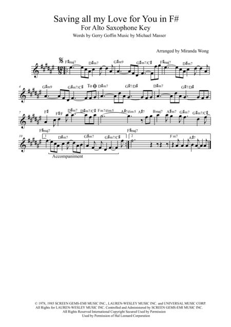 Saving All My Love For You (arr. Miranda Wong)
