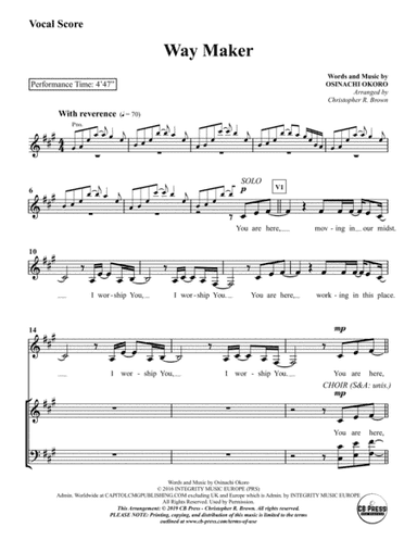 Way Maker (arr. Christopher R. Brown)