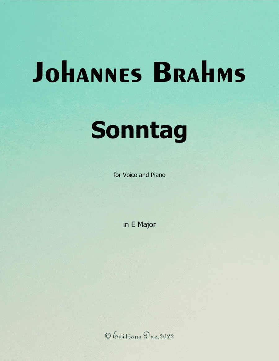 Sonntag, by Brahms, in E Major (arr. Editions Dao)