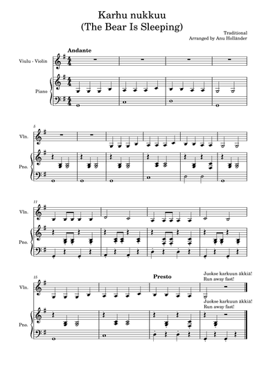 Soittosalkku: Karhu nukkuu (The Bear Is Sleeping) (arr. Anu Holländer)