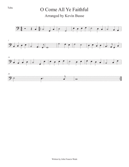 O Come All Ye Faithful (Easy key of C) Tuba (arr. Kevin Busse)