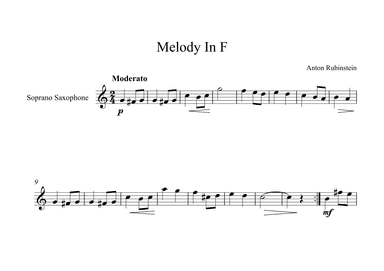 Melody In F - Anton Rubinstein (Soprano Sax) (arr. Digital Book Music)