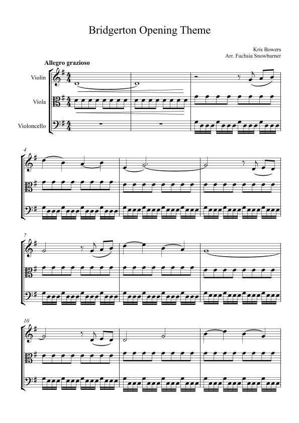 Bridgerton Theme (arr. Fuchsia Snowburner)