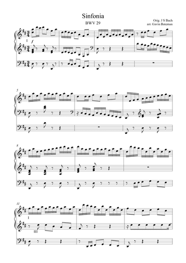 Bach Sinfonia to Cantata 29 for organ (portrait) (arr. Gavin Bateman)